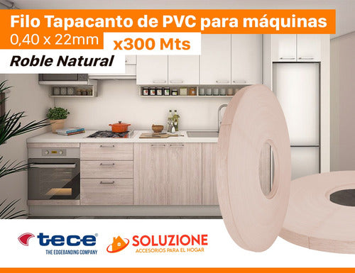 Tapacanto Pvc Filo Roble Natural 22mm X 300 Mts P/ Máquina 1