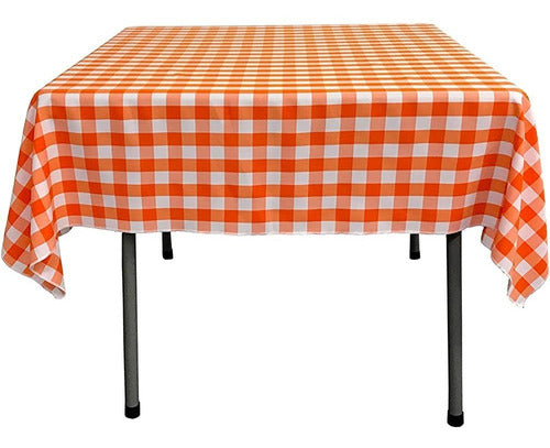 La Linen Overlay Linen Tablecloth, 58 by 58 Inches, Orange 0