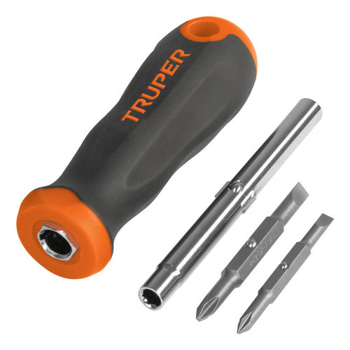 Truper 4 In 1 Screwdriver With 2 Hexagonal Tips 1/4 0