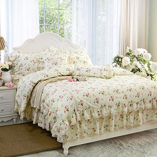 FADFAY Rosette Floral Print Twin XL Duvet Cover Set 0