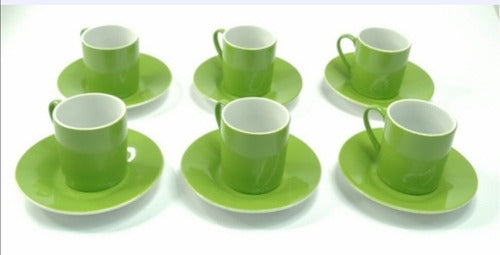 Coffee Delight 6 Coffee Cups with Saucer Set in Mixed Colors 0