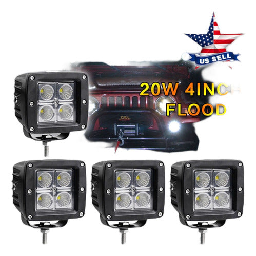 4 X 4  20w Led Barra De Luz De Trabajo Inundación Offroad Ni 0