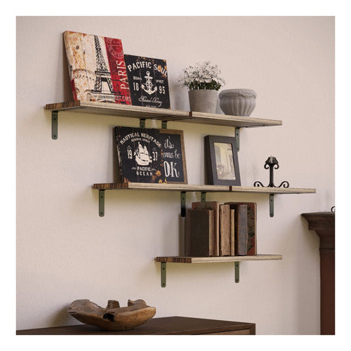 Richer House Rustic Wooden Wall Floating Shelves Set for Bathroom 3