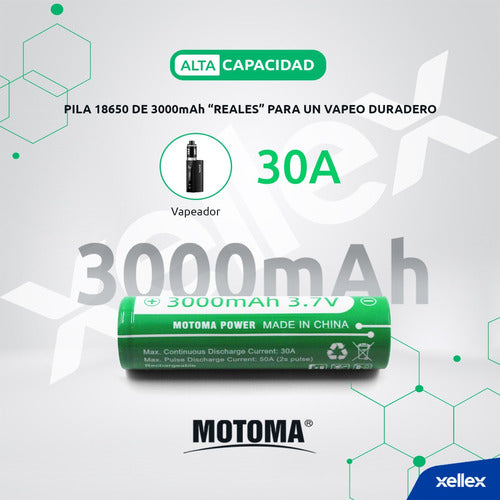 Motoma Combo Kit Cargador USB + Pila Motoma 18650 3000mAh 4