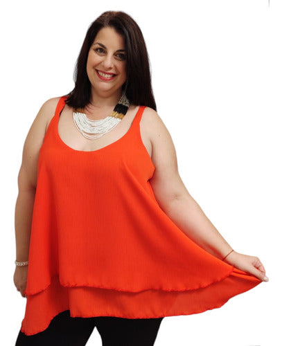 Simona Y Sus Petates Black Layered Chiffon Tank Top - Plus Sizes 0