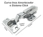 Dobradiças Inox Curva Slow Click Amortecedor 35mm 4 Peças 4