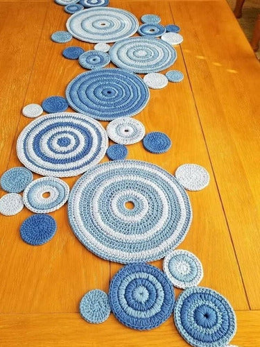 Artisan 2 Camino De Mesa Y Una Carpeta Mandala De 30cm Tejida 0