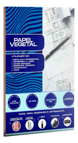 Papel Vegetal 90-95 G/m²  Formato Legal / Ofício (216x355mm) 0