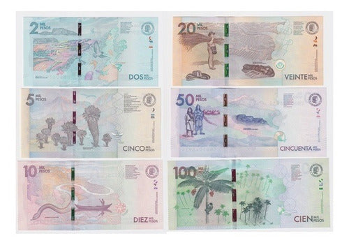 Colombia Set 6 Billete 2015-2019 P-458 A P-463 Unc 1