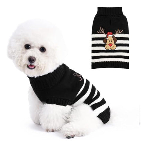 Yudodo Christmas Sweater for Small Dogs with Antler Cartoon Design 0