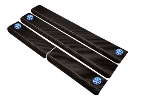 Carbon Fiber Door Sill Covers Volkswagen Gol Power 5-Door Logo Resin Coated 1