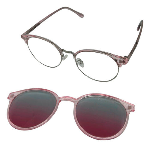 Izik Clip On Classic Pink Transparent Acetate Frames 0