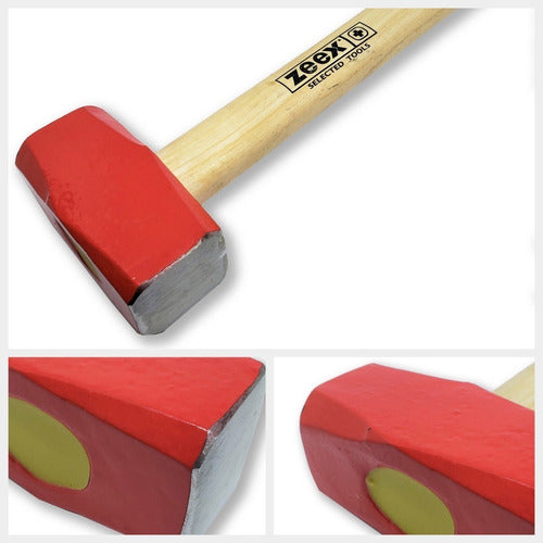 Zeex Reinforced Miner Hammer with Wooden Handle - 750g 2