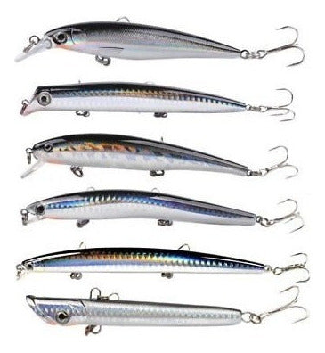 Dr.fish 6 Señuelos De Agua Salada, Lote 5 Minnow Plug Popper 1