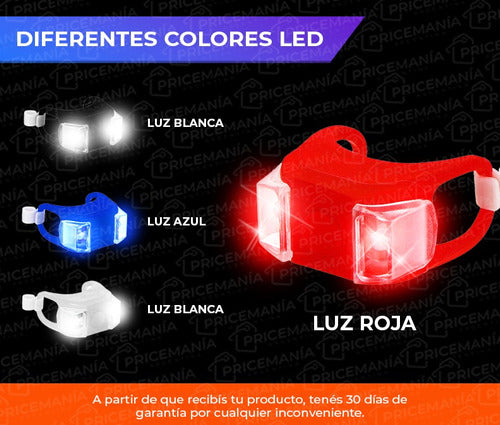 LED Bike Lights White Red Blue Batteries Silicone 3