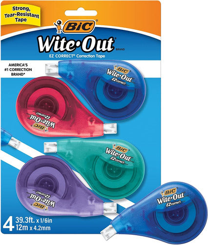 BIC Wite-Out Brand Ez Correct Correction Tape - Pack of 4 0