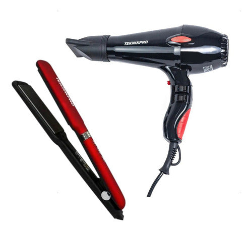 Teknikpro Red Passion Hair Straightener + Teknikpro 2800 Hair Dryer 0