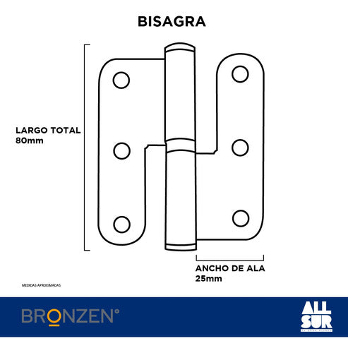 Bronzen Stainless Steel Hinges 76x60x2 mm Right Opening X2 1