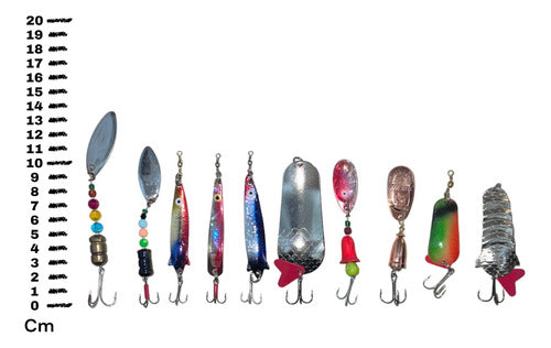Metal Fishing Lure Spoon Kit with Organizer x10u 1