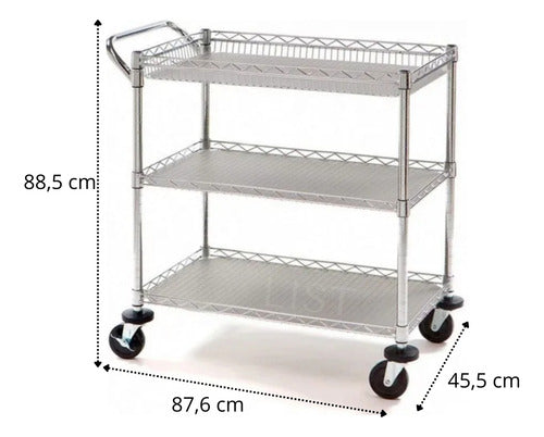 Carrinho Bar, Chá Multiuso Cromado C/ 3 Prateleiras 3