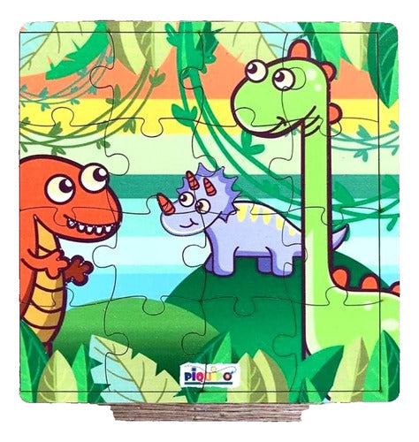 Puzzle Rompecabezas Didacticos 16 Piezas Madera Dinosaurio 0