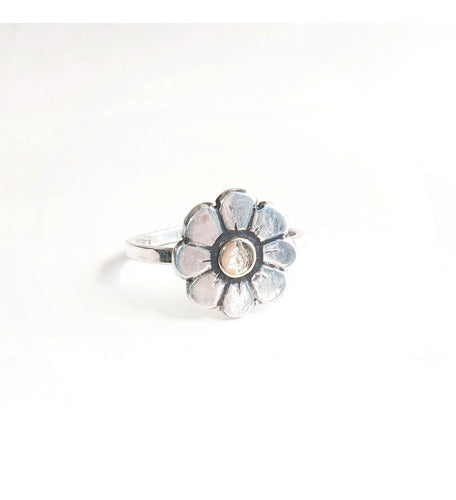 Joyería Lua Anillo Flor En Plata Y Oro 0