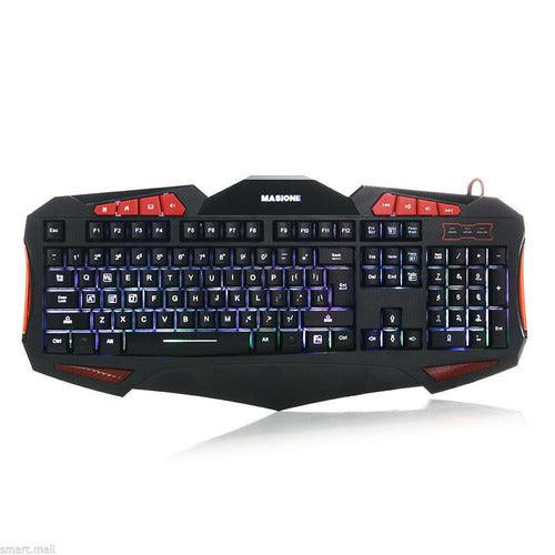 Befire LED 7 Colors Backlit USB Gaming Keyboard 2