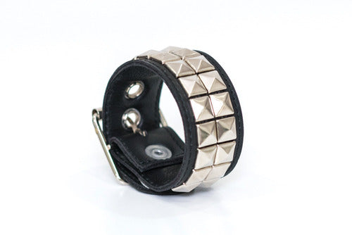 Laser Rock Small Studded Wristband 2 Rows 1