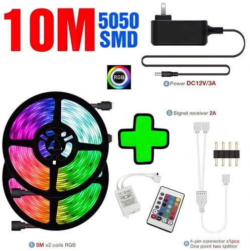 RGB 5050 LED Strip Kit 10 Meters Gamer with Remote Control and 12V Supply 1