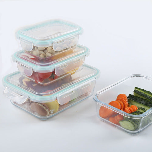 Rectangular Glass Container 640 mL with Hermetic Lid 2