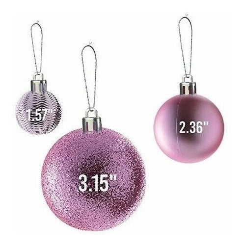 Bolas Para Arbol De Navidad X36u.- 4/6/8cm- Rosa 2