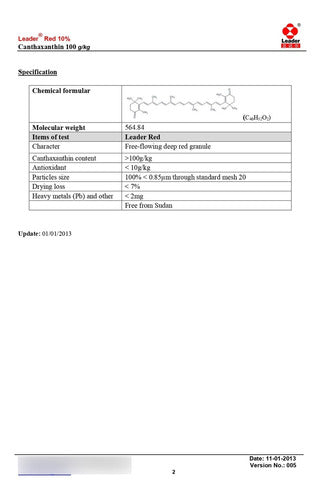 Cantaxantina (corante Veremelho) Aditivo Pigmentante - 500g 4