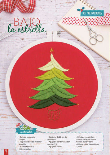 Christmas Embroidery Magazine + Fabric + Embroidery Hoop Full Size Kit 3