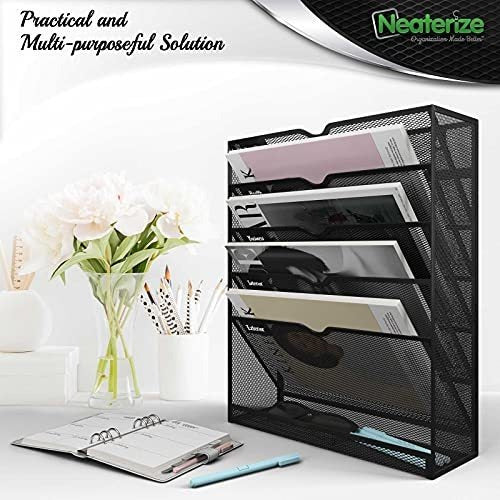 Neaterize Mail Organizer For Wall - Heavy-duty Mesh Hanging File Organizer 1