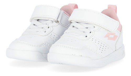 Lotto Set Ace Amf Xviii Velcro Girls' Sneakers in White and Pink 5