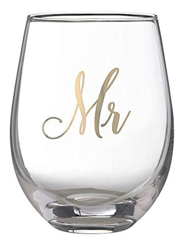 Lillian Rose Gold Mr. Stemless Wine Glass, 16oz, Yellow, G11 0