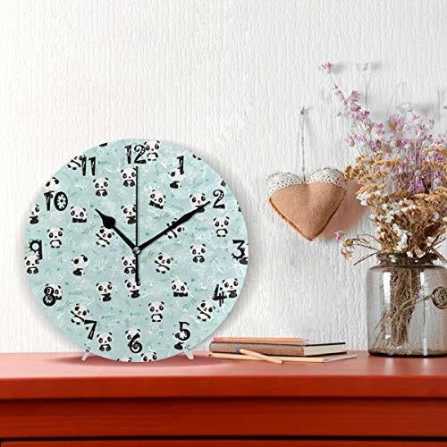 Attx Cartoon Panda Bamboo Wall Clock 1