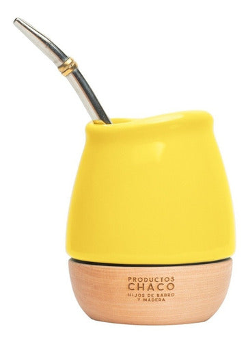 Mate Chaco Porteñito Ceramic and Wood + Bombilla and Case 19