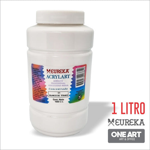 Eureka Acrylart Professional Acrylic Paint 1 Liter - White / Black 7