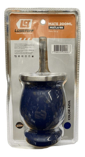 Mate with Stainless Steel Straw 300 ml Lusqtoff Blue 3