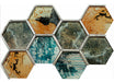 Porcelamika Mosaico Hexagonal Vidrio 28x41 Mix Con Bordes Plateados 0