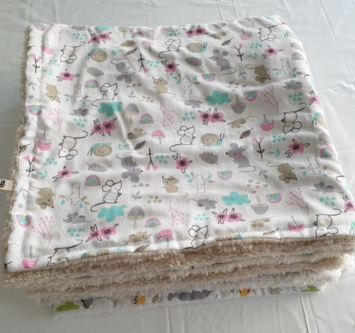 ML Soft Baby Receiving Blanket with Lamb Print 0