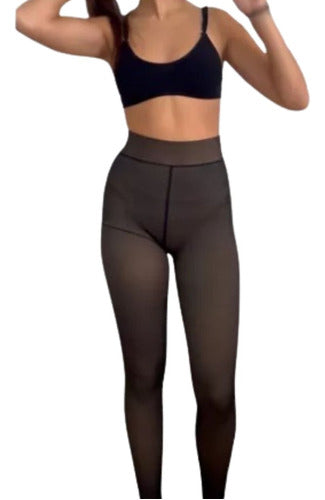 Linda Luna Medias Calza Termica Leggins Efecto Piel Con Corderito 2