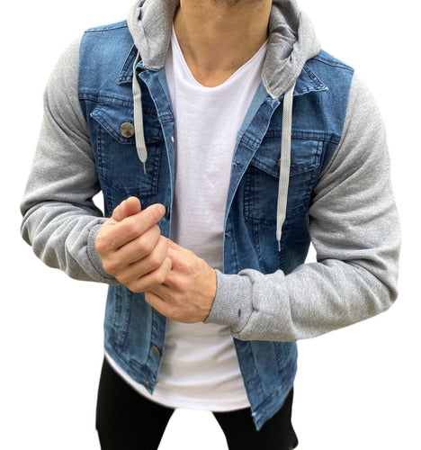 Denim Jacket with Jogging Hooded Sleeves 5