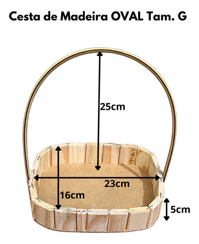 Jogo C/10 Cestas Madeira Alça Luxo Oval Presente 23x16 Tam G 2