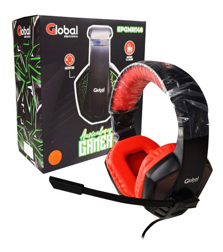 Global Electronics Auricular Gaming Con Microfono Y Luces Stereo Epgmr148 Rojo 0