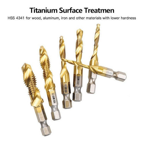 6-Piece Titanium Metric Thread Tap and Drill Bit Set 9