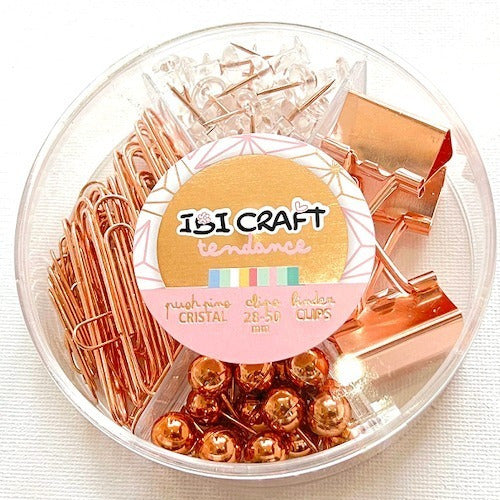 Set De Escritorio Ibi Craft Clips Pins Manitos Caja Acrílica 0