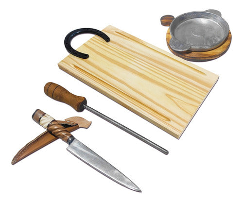 VG Deco Combo Kit Asador Parrillero Provoleta Chaira Cuchillo Tabla 5