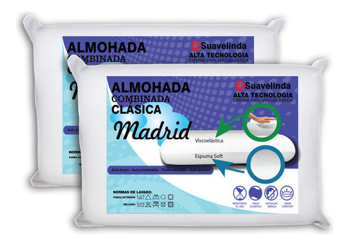 Suavelinda Classic Memory Foam Pillow Madrid X2 Units 0